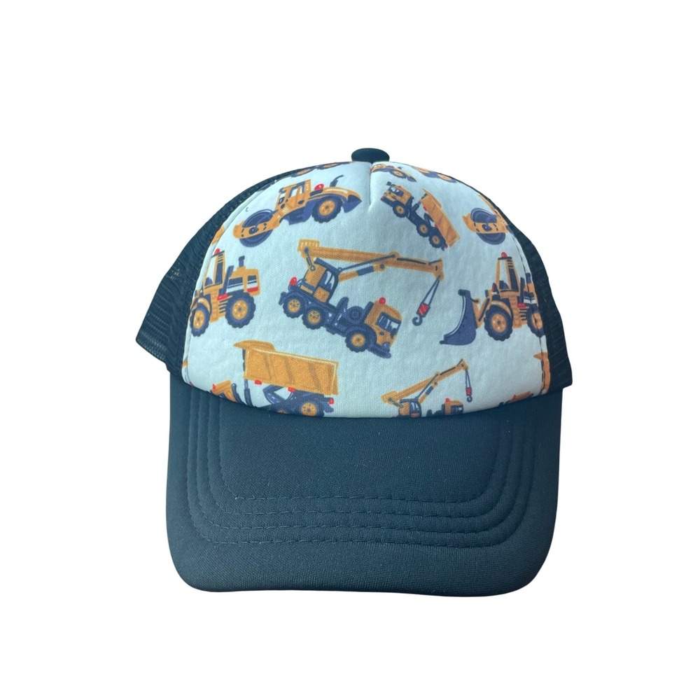 Tiny Trucker Co Boys Construction Vehicle Mesh Snapback Hat Black Yellow Crane
